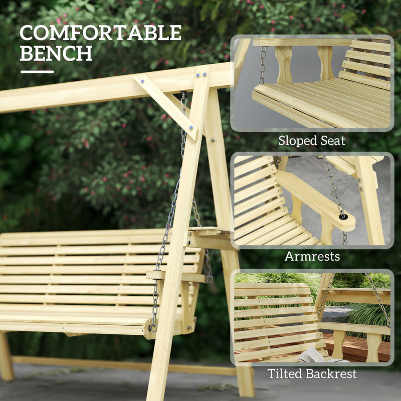 Wooden 3-seater swing bench – image 7
