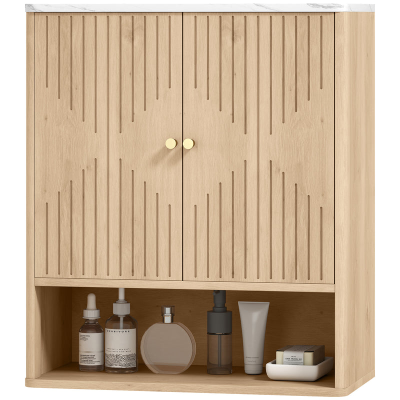 Bathroom wall cabinet in oak & white – image 10