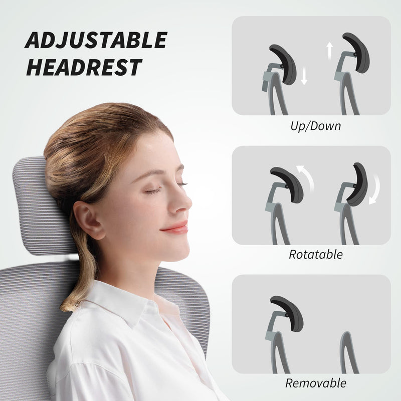 HOMCOM Mesh Back Office Chair, with Lumbar Support - Grey – view 5