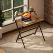 HOMCOM 81.5 cm Folding Computer Desk with Monitor Shelf - Rustic Brown – view 8
