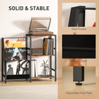 3-Tier Record Player Stand, End Table for Living Room, Bedroom - Rustic Brown