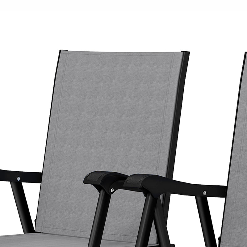 Outsunny Folding Garden Chairs Set of 2, Foldable Garden Dining Chairs with High Back, Armrests, Texteline Seat, Light – view 10