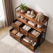 HOMCOM Chest of Drawers, Bedroom Fabric Dresser with 5 Drawers, Storage Organiser Unit with Open Shelves, Rustic Brown – view 9