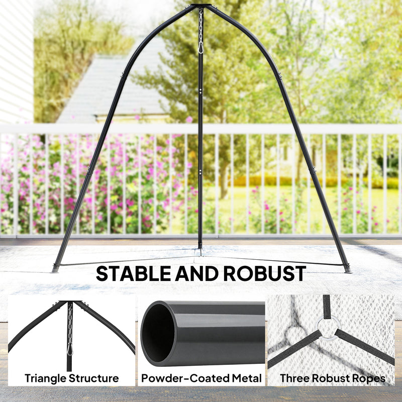 Outsunny Hammock Stand for Hanging Chair Adjustable Height Tripod Hammock Chair Stand Only with Chain, 150 kg Capacity – view 4