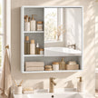 HOMCOM Bathroom Mirror Cabinet, Wall-Mounted Bathroom Cabinet with Mirror Door, Adjustable Shelves, White – view 8