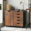 HOMCOM Multi-Storage Mobile Office Storage Cabinet - Rustic Brown – view 10