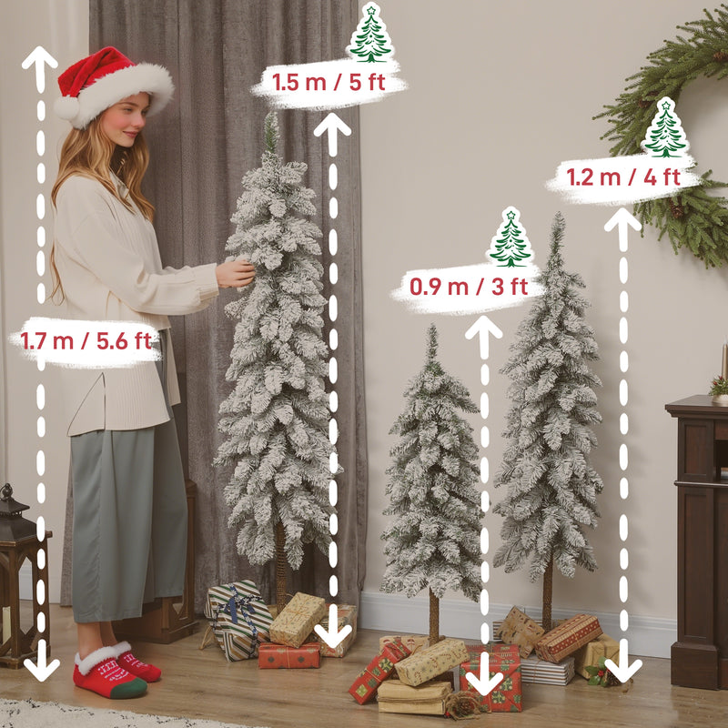 Set of 3 flocked pencil Christmas trees – image 3