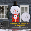 Ground stakes and tether ropes for securing the inflatable