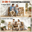 Outsunny Wooden Garden Bench with Liftable Table & Shelf, 2-3-Seater Outdoor Loveseat with Fir Wood Frame, Teak – view 4