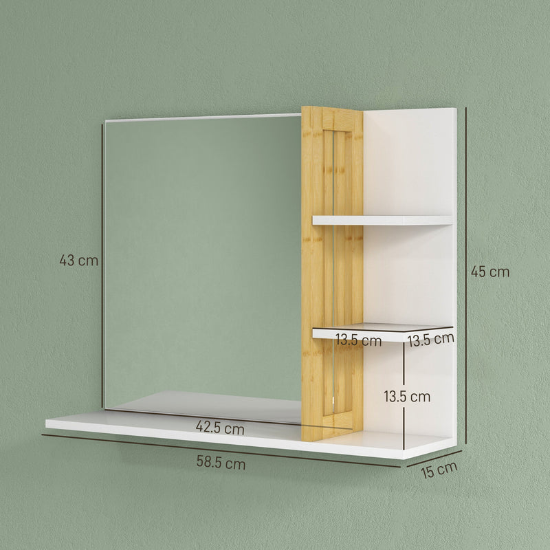 White bamboo panel bathroom mirror – image 3