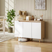 HOMCOM Sideboard Storage Cabinet, Kitchen Cupboard with 3 Doors, 2 Adjustable Shelves and 5 Rubberwood Legs, White and – view 10