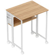 HOMCOM 63 cm Drop Leaf Writing Work Desk - Natural Wood Finish