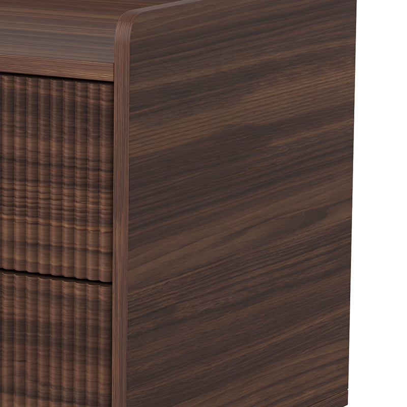 HOMCOM Elegant Two-Drawer Bedside Table - Walnut Brown – view 10