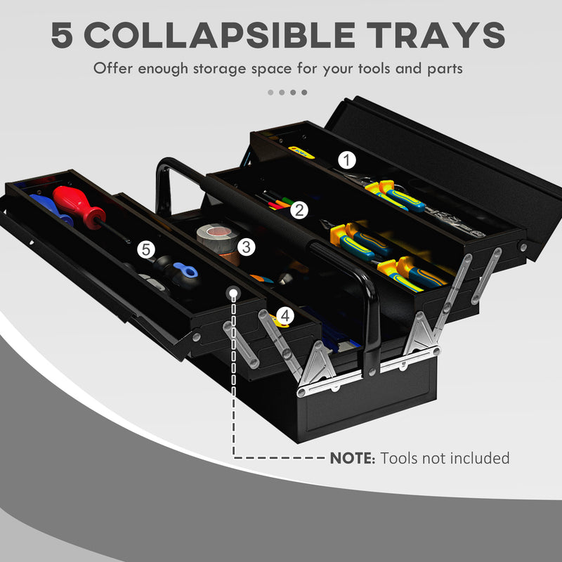 5-Tray Cantilever Steel Tool Box with Carry Handle – Black – image 5 of 9