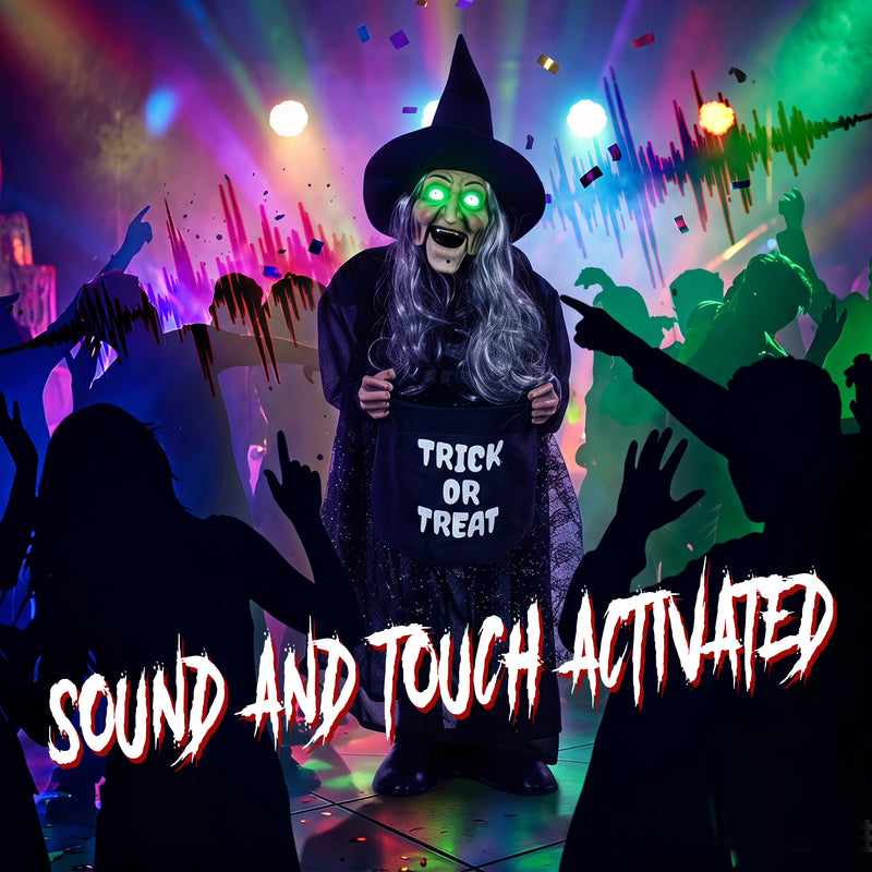 94cm Animated Witch with Moving Mouth & Glowing Eyes – image 5 of 9