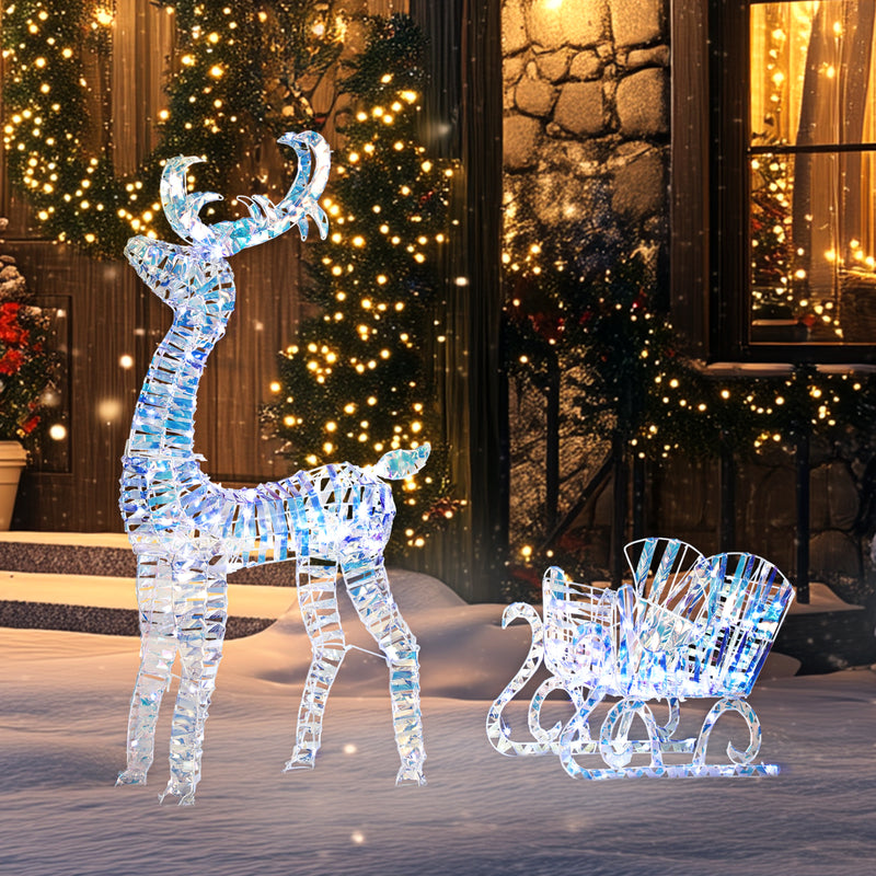 Light-up Christmas figures at night