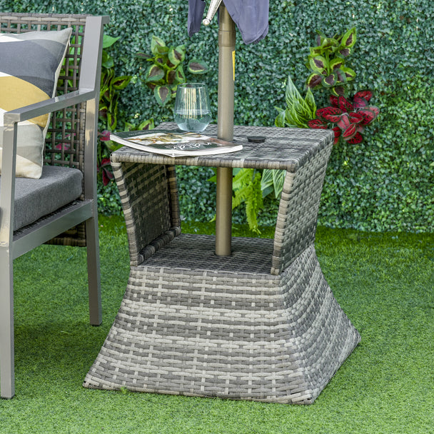 Rattan side table with parasol hole – image 2
