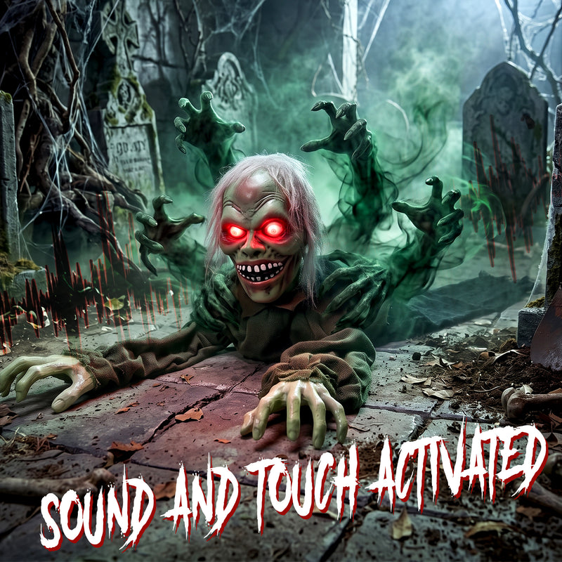 116cm Animated Crawling Zombie with Glowing Red Eyes – image 5 of 9