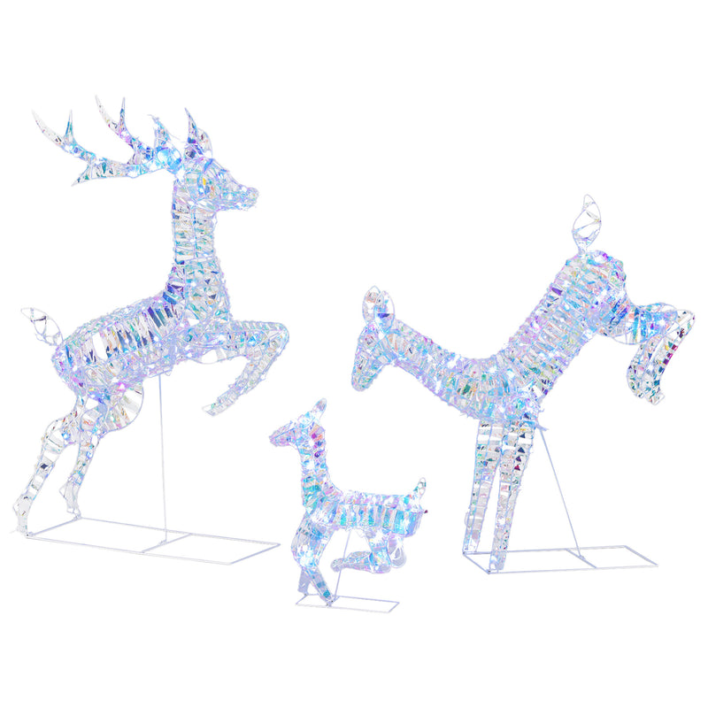 3-Piece Iridescent Light-Up Reindeer Family on a white background