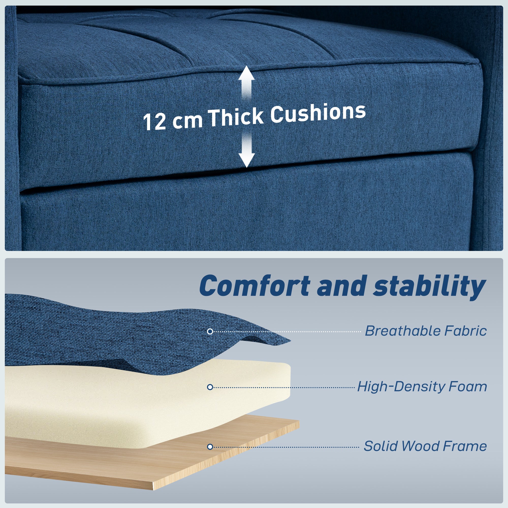 3-in-1 Single Sofa Bed, Convertible Sleeper Chair Bed - Dark Blue