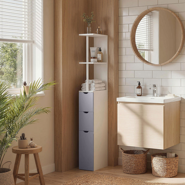 Slim white and grey bathroom cabinet – image 2