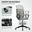 Vinsetto 100-120cm Draughtsman Office Chair, with Footrest - Light Grey – view 6