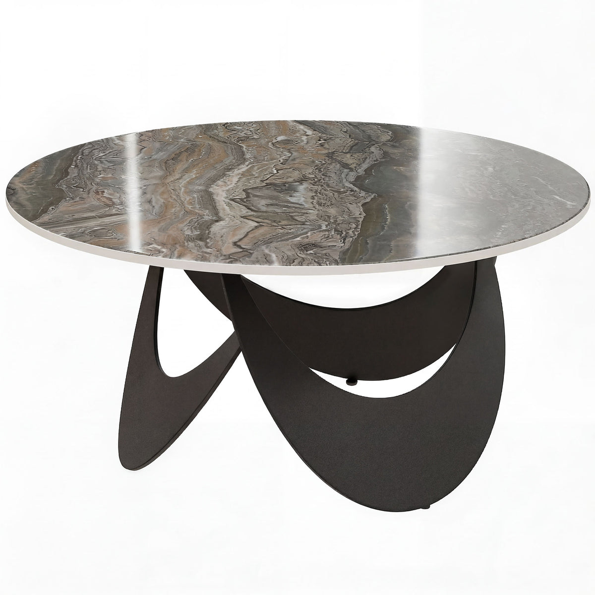 80 cm Sintered Stone Coffee Table – Brown & Black
