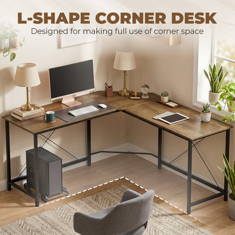 HOMCOM Corner L-Shape Computer Desk PC Workstation Writing Gaming Table Home Office – view 4
