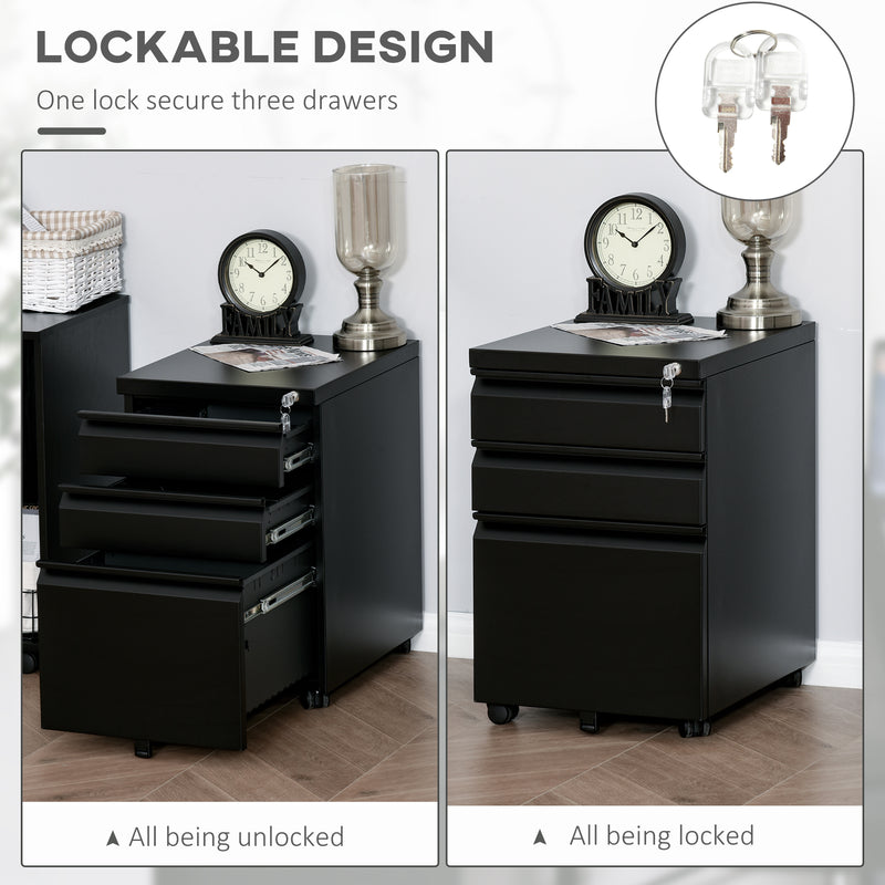 Anti-tilt 3-drawer steel filing cabinet – image 6