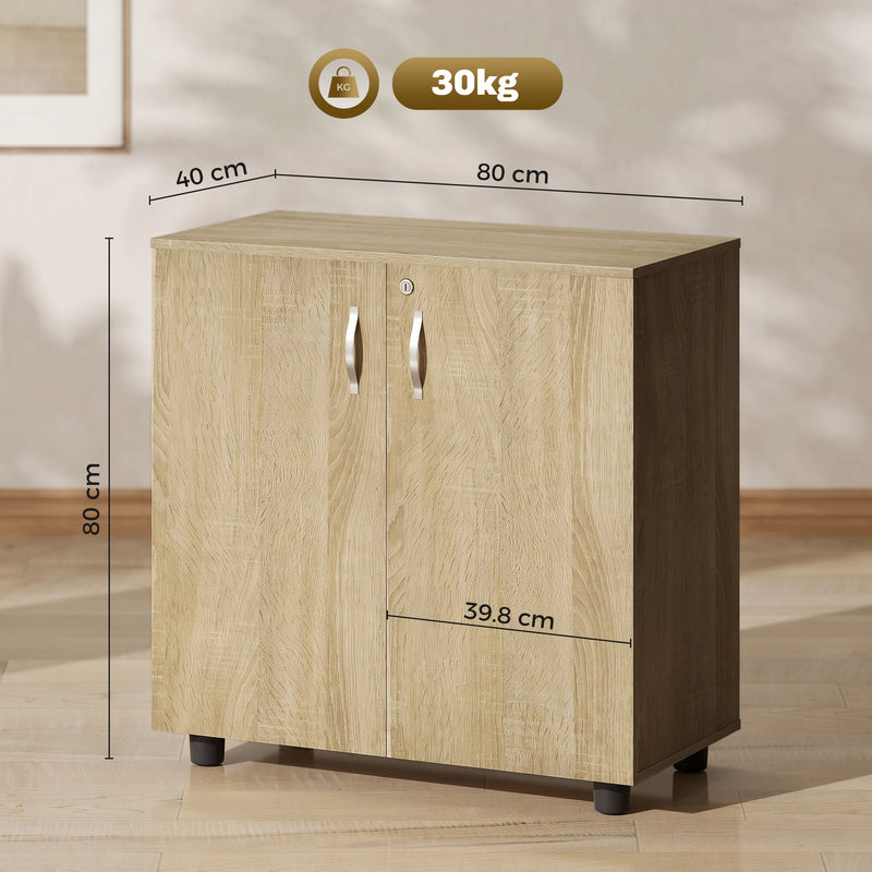 Lockable office storage cabinet – oak – image 3