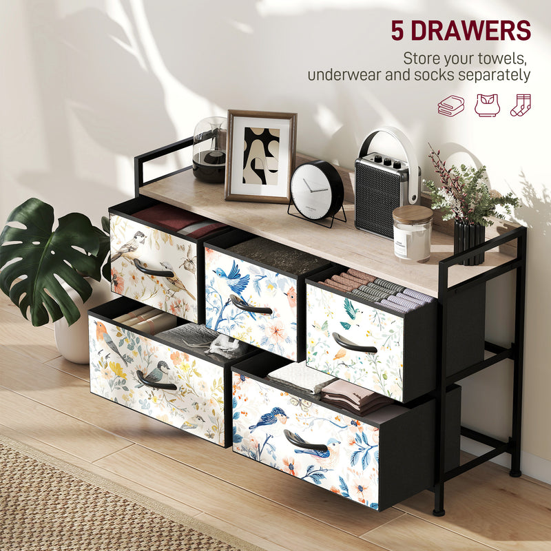 Wide 5-drawer fabric chest of drawers – image 4