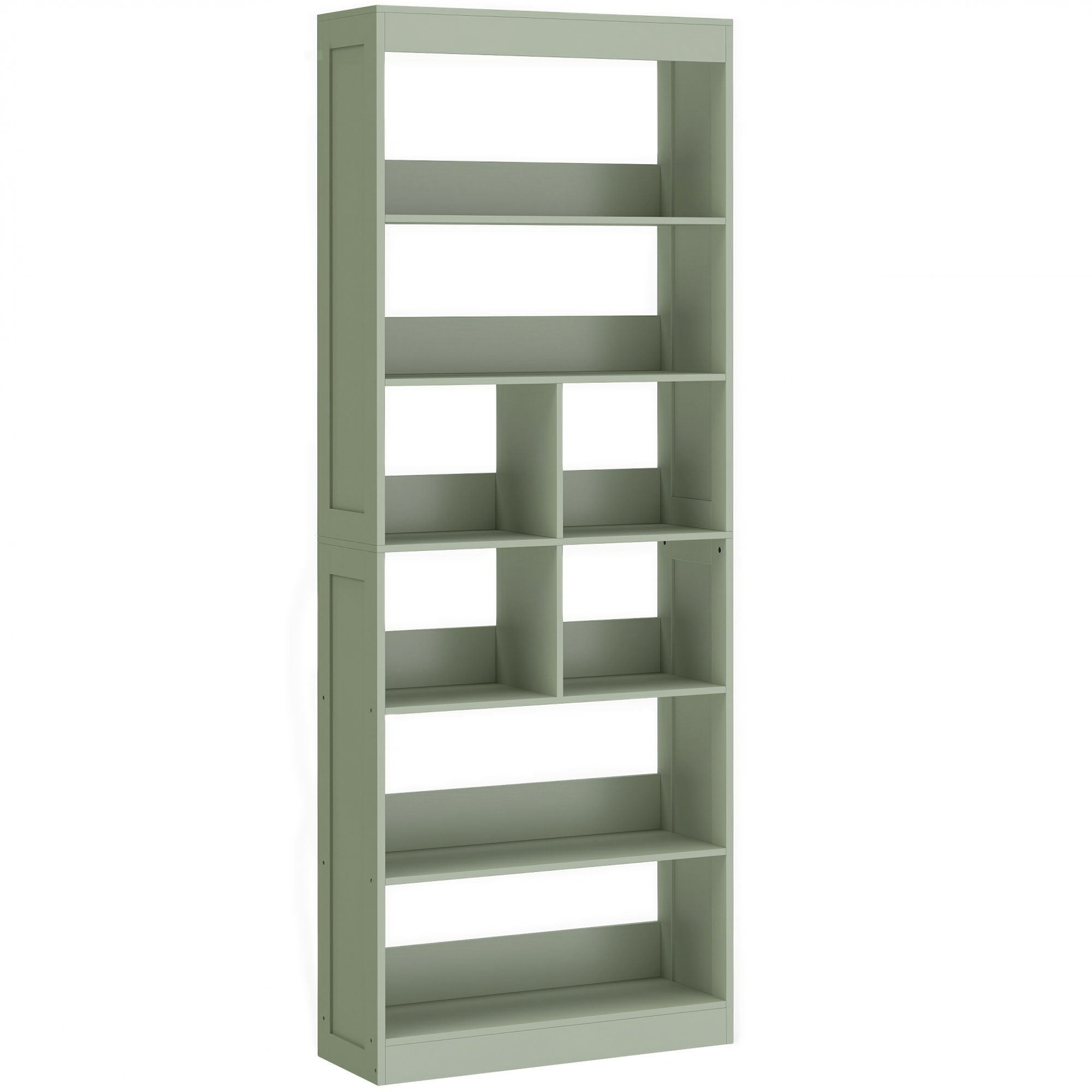 Bookcase, 6-Tier Bookshelf with Open Storage Shelves, Cubes, 180 cm Tall Display Shelf with Anti-Tipping Design, Green