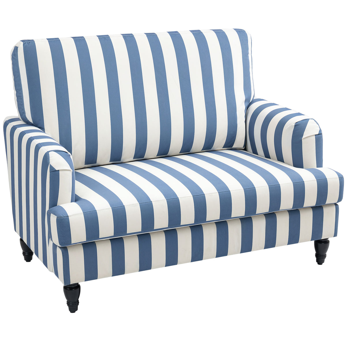 Striped Velvet Cuddle Chair – Blue & White