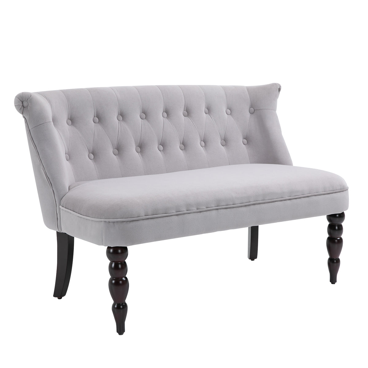120 cm Button-Tufted Velvet Wingback Loveseat – Grey