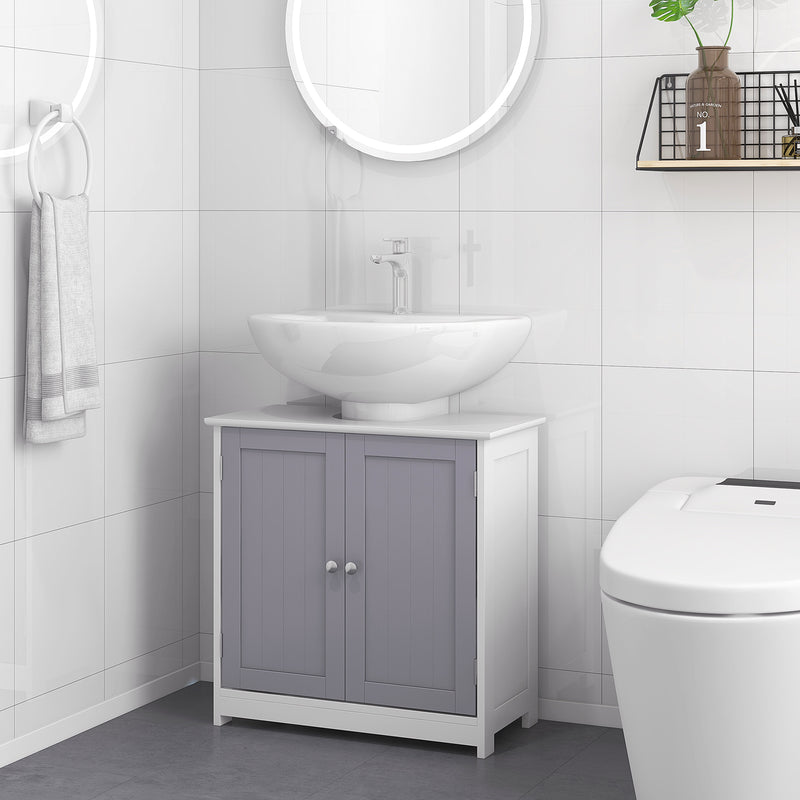 Grey & white under sink cabinet – image 10
