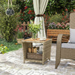 Outsunny Side Table 2-Tier Outdoor Coffee Table with Storage Shelf PS Wood Slat Top/Khaki – view 10