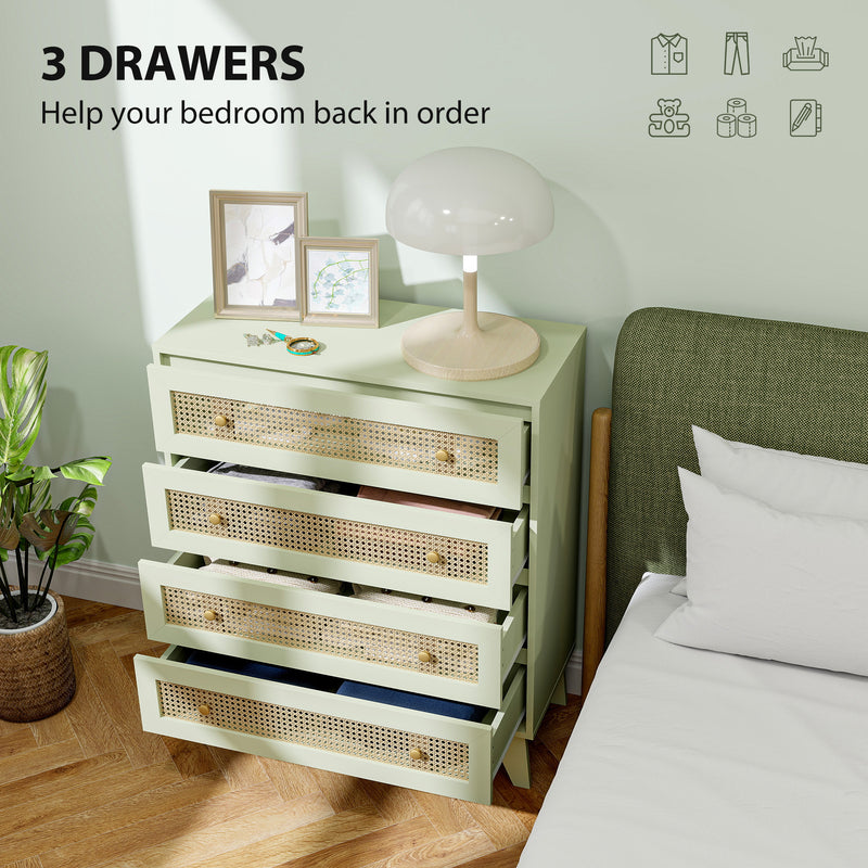 Green rattan 4-drawer chest – image 5