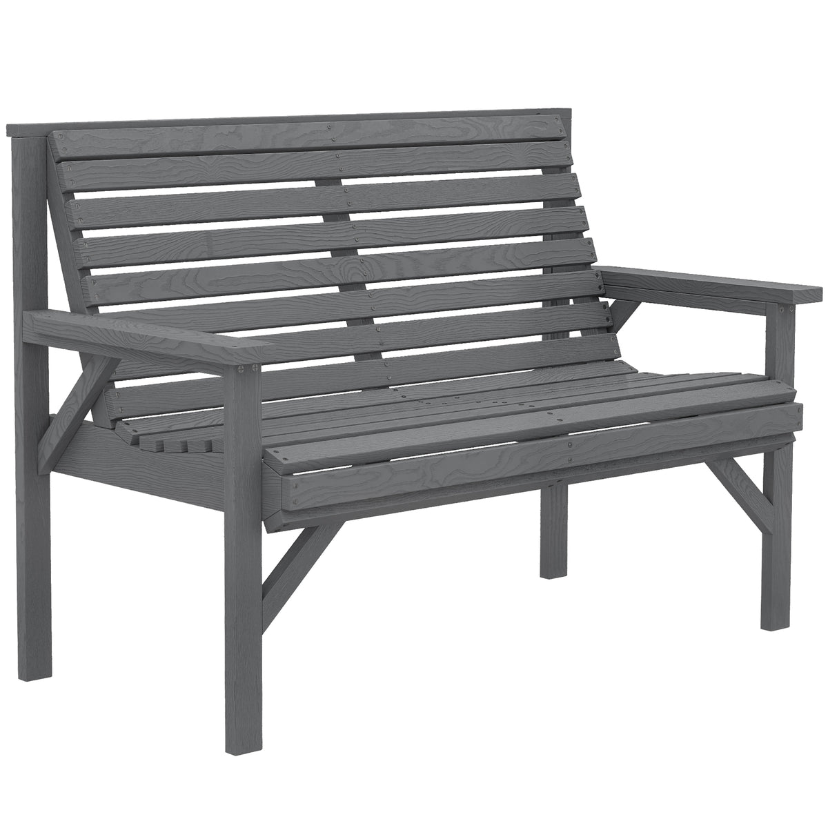 Outsunny 2 Seater Wooden Garden Bench, Slatted Patio Bench with Armrest and Backrest, Outdoor Furniture for Indoor