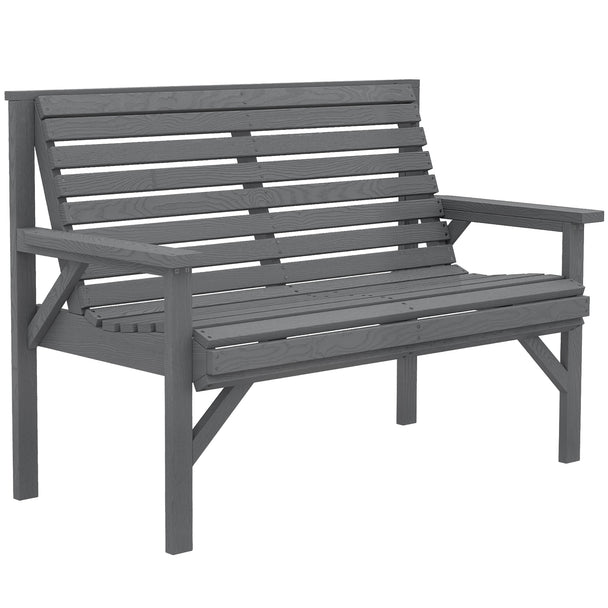 Outsunny 2 Seater Wooden Garden Bench, Slatted Patio Bench with Armrest and Backrest, Outdoor Furniture for Indoor