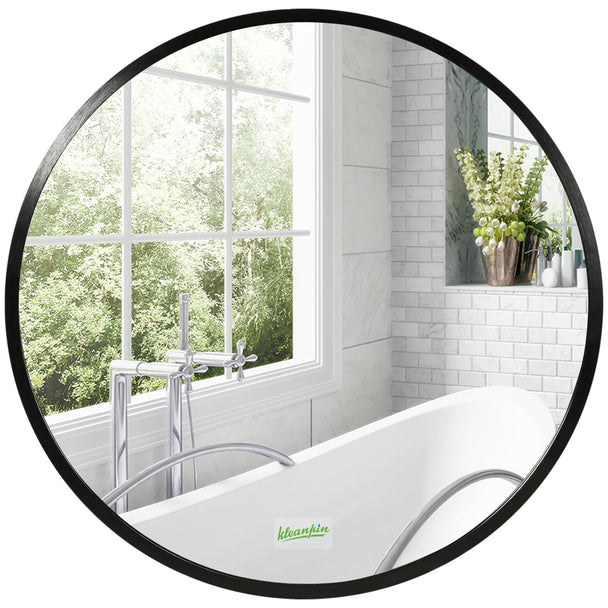 40 cm round bathroom wall mirror with black aluminium frame