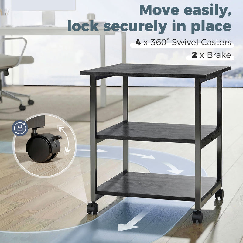 Black 3-tier mobile printer stand – image 5