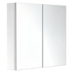 Stainless steel wall-mounted bathroom mirror cabinet with two frameless mirrored doors, 60 x 55 cm