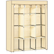 Beige 125 cm fabric wardrobe with two hanging rails and eight shelves