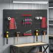 28-Piece Wall-Mounted Tool Pegboard Set with 3 Panels – Black/Red – image 2 of 9