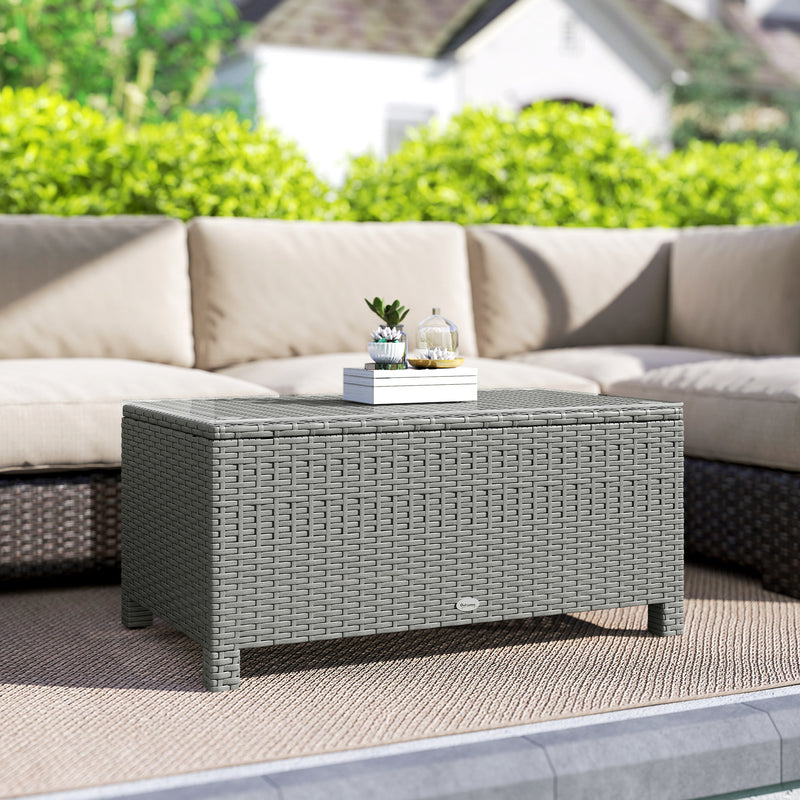 Rattan glass-top coffee table – image 2