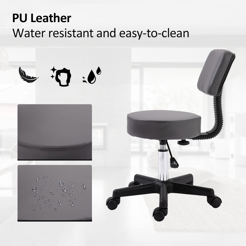 Grey salon stool with backrest – image 6