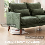2 Seater Sofa, Loveseat Sofa with Spring Cushions, Wide and Deep Seat, Wood Legs, Green
