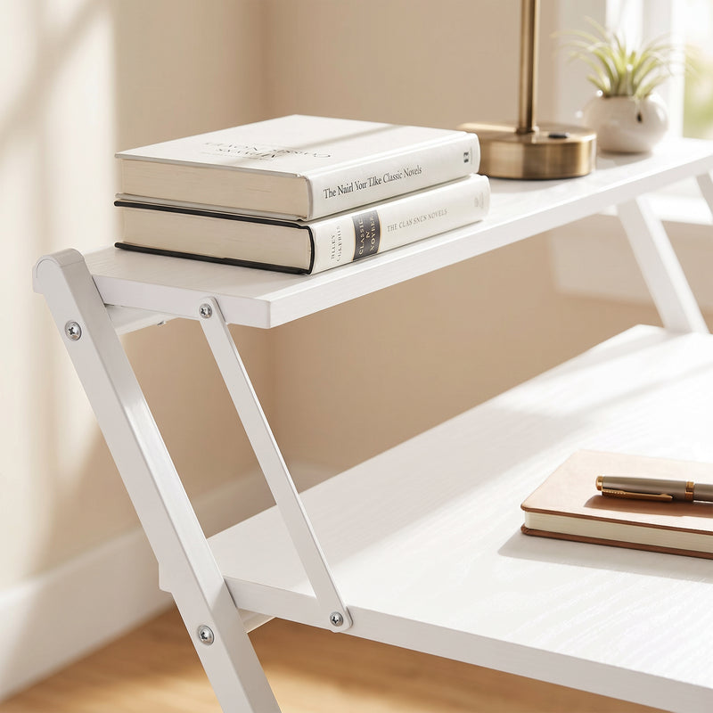 HOMCOM 70 cm Folding Computer Desk with Monitor Shelf - White – view 10