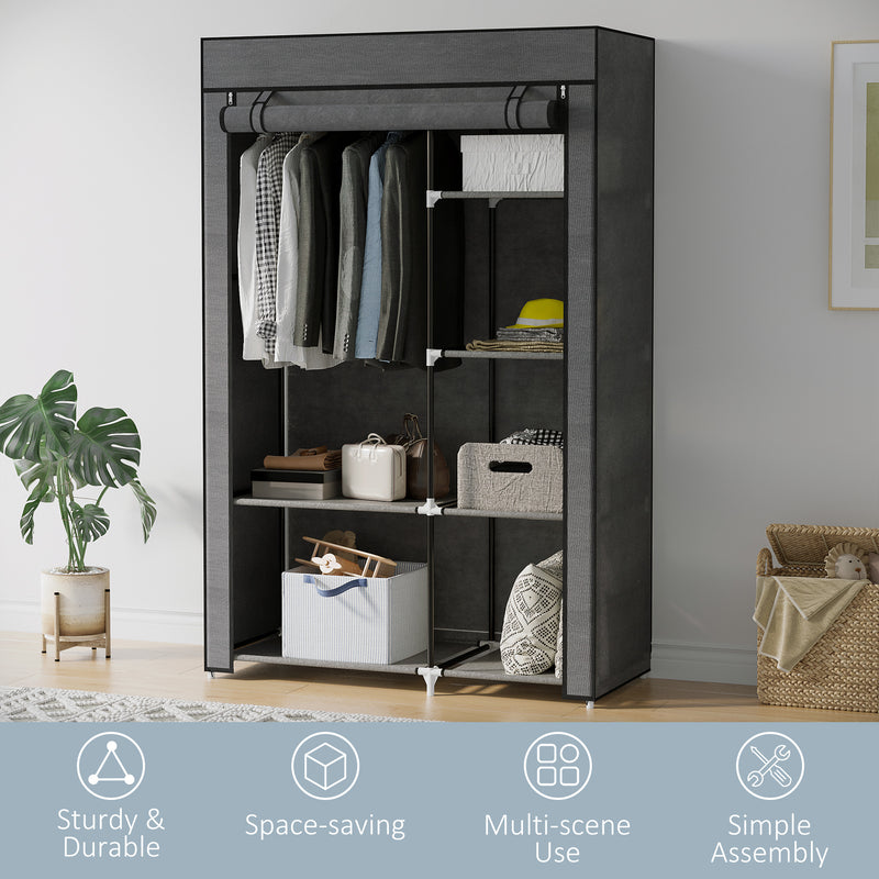 103 cm dark grey fabric wardrobe – image 6