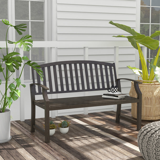 Outsunny Two-Seater Simple Metal Bench - Brown – view 2